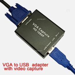 AT-VGA VGA-naar-USB-adapterconverter, ondersteuning voor audio- en video-opnamekaart 1080p met VGA-kabel, VGA-signaalingang USB2.0-uitgang