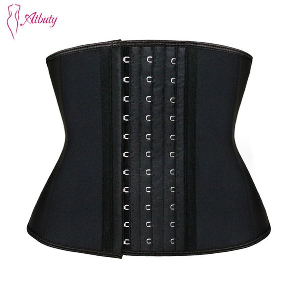 Atbuty Taille Formateur 9 Pouces Court Torse Latex Taille Shaper Corset 9 Acier Désossé Crochets Corps Shaper Y19070201263Y