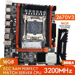 Atermiter D4 DDR4 ensemble de carte mère avec Xeon E5 2670 V3 LGA20113 CPU 1 pièces X 16GB 3200MHz PC4 mémoire REG ECC RAM 240326