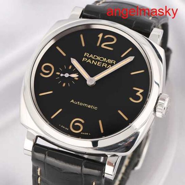 Athleisure Wrist Watch Panerai Radiomir Series 45 mm mécanique MECHEMENT METTRE SME SECOND DISC DICT DICON CONSPARET CONTRÔLE BLACK DISC BRORN TIME PAM005