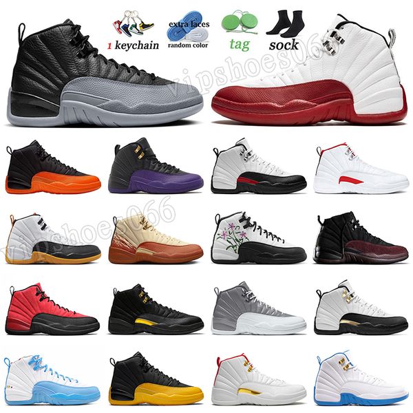 Athletic 12 OG Chaussures de basket-ball Jordens Jordans J12 Designer Jumpman 12s Cherry Royalty Taxi Flu Game Wolf Grey Hyper Royal Playoffs Hommes Femmes Baskets Dhgate 36-47