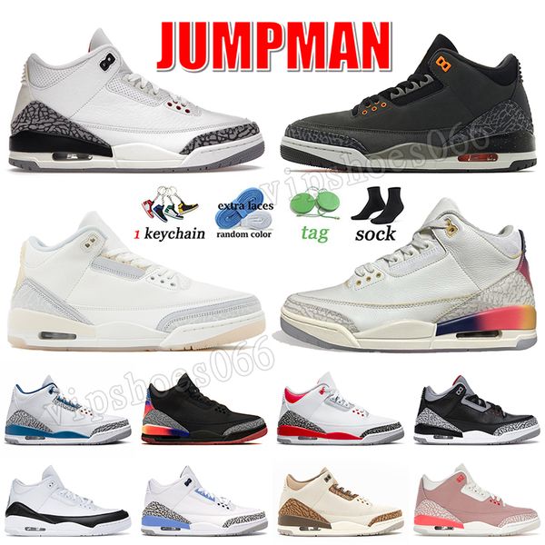 Athletic 3s OG Chaussures de basket-ball Designer J3 Jumpman 3 Ciment blanc réinventé Fear Craft Ivoire J Balvin Sunset Fire Red Fragment Wizards Baskets Baskets Hommes Femmes