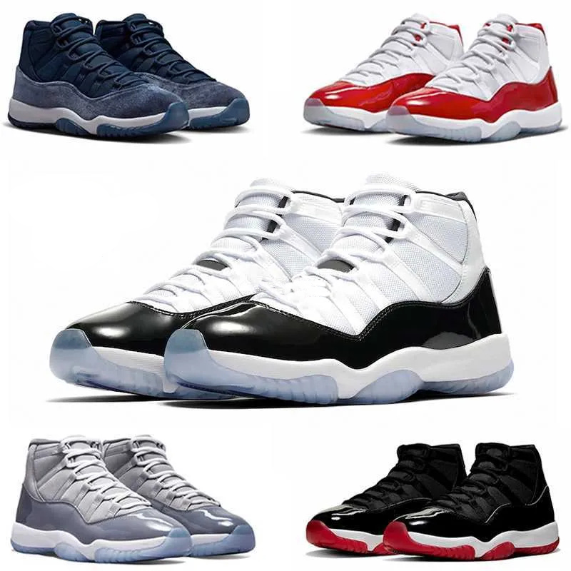 Athletic Casual Shoes Jumpman 11 11s Män Kvinnor Basket Cherry populär Cherrys Midnight Navy Cool Grey 25-årsjubileum Uppfödd Herr Utomhus Tränare Sport