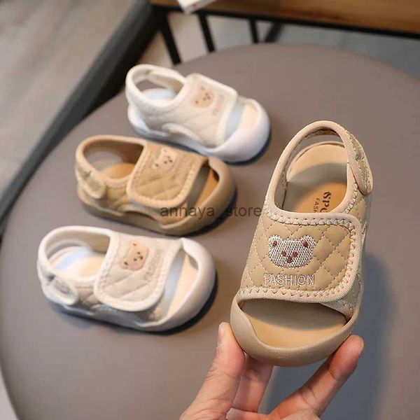 Atlético al aire libre 0-4 años Zapatos de verano para niños Niños Suelas blandas Zapatos de playa Little Bear Canvas Sandalias de bebé para niñas Diapositivas a cuadros para niños pequeños G03252L23116