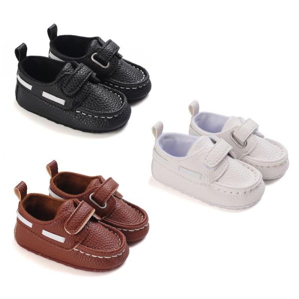 Athletic Outdoor Baby Boys Sneaker Chaussures First Walker Soft Soft Sole Anti-Slip PU Leather Toddler né Préwalker Cribster Shoesathletic Athleti