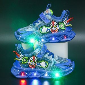 Atletische outdoor boy sneakers met LED verlicht casual kinderen schoenen Japan anime cartoon sportschoenen voor kinderen lichtgevende wandelschoenen 230816