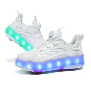 Atletische Outdoor Jongens en Meisjes LED Kleur Glitter Skate Schoenen USB Oplaadbare Kleine 4 Wielen Licht Up Kids Sport Rolschaatsen 230826