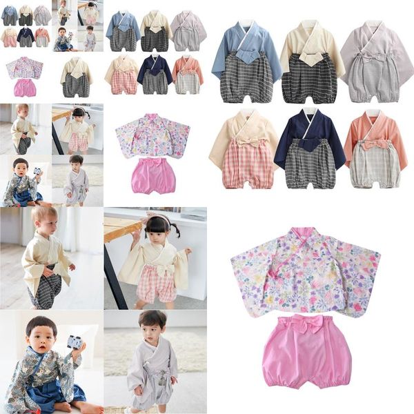 Autumn New Kimono recién nacidos Baby Baby Babys Style Japanese Kids Jurpers Pajamas Boles Batrocarril Uniformes Ropa A591