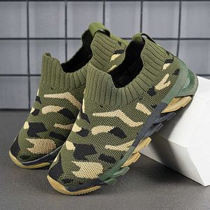 Athletic Outdoor Camouflage Green Sneakers For Boys Kids Shoe 4 tot 12 jaar Trendy slip On Children Running Casual Sports Boy Shoes gratis verzending P230404