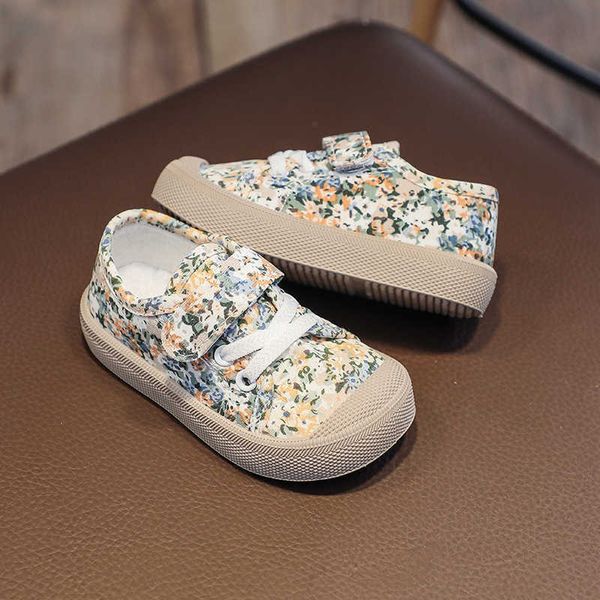 Athletic Outdoor Canvas floral para niños, niñas, totalmente combinados con suelas blandas para niños, cómodos zapatos antideslizantes para bebés y niños pequeños G220612