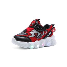 Atlético al aire libre de dibujos animados niño Tenis niña sandalias bebé niños LED zapatos luminosos Casual bebé botas para niños botas deportivas ligeras W0329