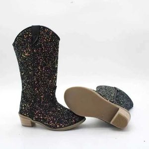 Botas de cuero atléticas al aire libre para niños Boutique para niñas Botas hasta la rodilla para niños de moda clásica simple Zapatos largos de invierno con destello multicolor L2401