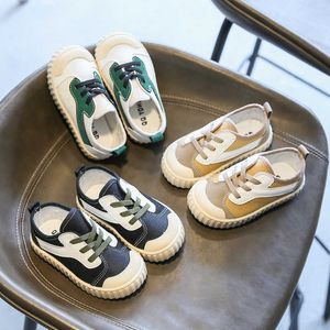 Atletische buitenkinderen canvas casual schoenen comfortabel ademende kinderen schoenen babymeisjes schoenen veters rubber zachte zool 1-16 jaar w0329