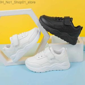 Atléticos al aire libre Niños de moda Niñas Black Uniforme Escuela de escuelas 2023 Hook Loop Simple Non-Slip Style Style Sneakers Spring Autumn NUEVO Q231222