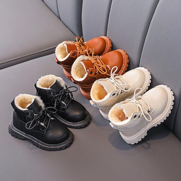 Botas cortas atléticas para niños al aire libre, zapatos planos de cuero de estilo británico para niños, zapatos casuales Vintage para bebés, atléticos