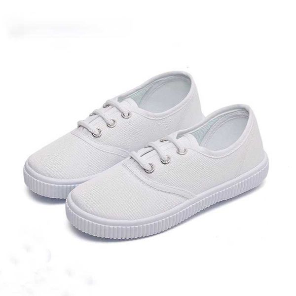 Chaussures de toile blanches classiques en plein air athlétiques pour filles garçons chaussures de sport pour enfants baskets respirantes garçons filles chaussures d'école pour enfants doux taille 22-33 W0329