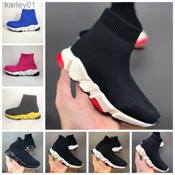 Atlético Diseñador al aire libre Zapatos para niños Niños Niñas Calcetín Zapatos casuales Zapatillas deportivas París Niño Triple-S Luz transpirable Blanco y negro Clásico Rosa 240316