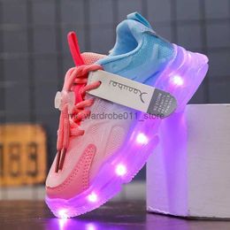 Athletic Outdoor Cadeau gratuit taille 25-36 enfants nouvelles chaussures lumineuses LED électroluminescentes Chaussures de sport en maille respirante légère et résistante à l'usure pour enfants Q231003