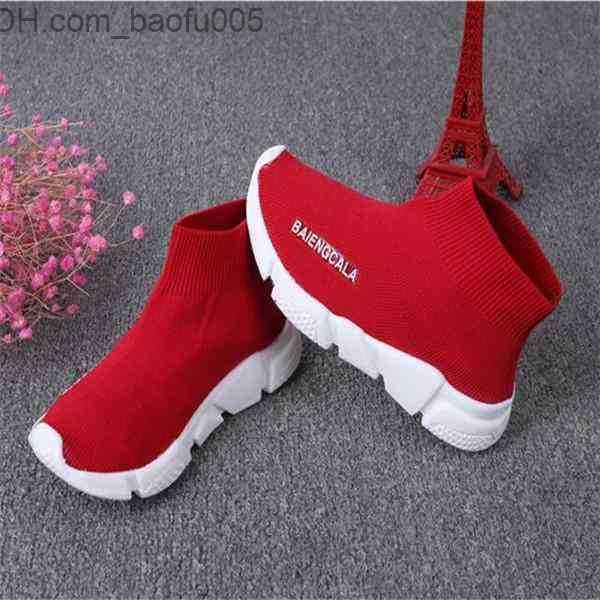 Botas atléticas al aire libre de moda caliente para niños Zapatos de calcetín de entrenador de velocidad Niños pequeños Niñas Calcetines juveniles Zapatillas de deporte Negro Rojo Niños Zapatos de diseñador Z230804