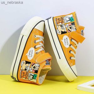 Atletische Outdoor Hot Sale Fashion Cute Cartoon Kids Sneakers Yellow Children Canvas Sneakers Boy Girl High Top Canvas Shoes Basket Enfant Fill L230518