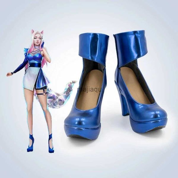 Atlético al aire libre KDA Ahri Cosplay Zapatos Botas Sexy KDA All Out Pop Star Accesorios de cosplay Accesorios Orejas Peluca Tacón alto por encargo para niñas Mujeres