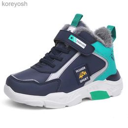 Atletische Outdoor KGFHE Kinderen Laarzen Winter Kinderen Snowboots Sport Kinderschoenen voor Jongens Sneakers Mode Casual Lederen Meisjes Schoenen Hoge TopL231017