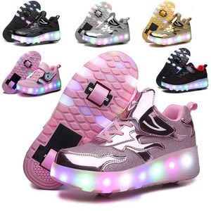 Athlétique en plein air enfant garçons filles clignotant chaussures de patin à roulettes enfants mode LED chaussures lumineuses USB charge roues lumineuses baskets pour la rue 231023