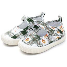 Athlétique En Plein Air Enfants Toile Chaussures Filles Baskets Maternelle Intérieur En Plein Air Sport Chaussures Tout-petits Imprimé Fleurs Doux Appartements Chaussures Doux Floral W0329