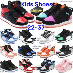 Niños zapatos 1S 1 Baloncesto High Sneakers Mid I Niños Pink Running Trainers Kids Youth Shoe Withler Chicago Bred Light Smoke Gray Mulit UN Digital Eur 22-35