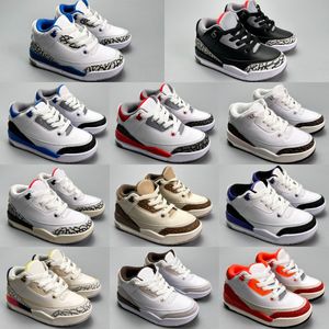 Zapatos para niños 3s Baskeball Designer 3 Zapatillas de deporte para bebés Niños Niñas Niños pequeños Zapato deportivo III Niños Jóvenes Infantes Entrenadores Niños Zapatillas para correr al aire libre Cemento negro Rojo fuego