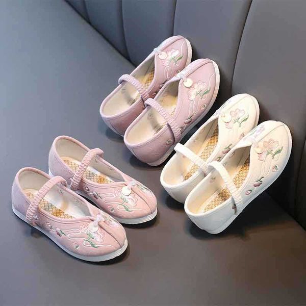 Niños atléticos al aire libre zapatos de tela tradicional bordado chino zapatos de baile príncipes príncipes tang hanfu zapatillas zapatillas de zapatillas casuales 25-36 w0329