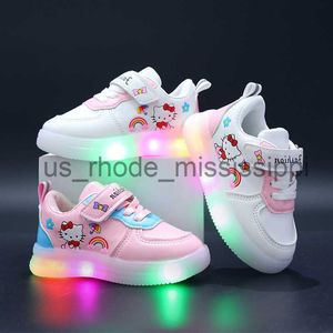 Athletic Outdoor Light Up Girl Baby White Shoes Cartoon Sneakers Sports Girls Soft Bottom Toddler Shoes Children's Child's Child Kids Casual X0831