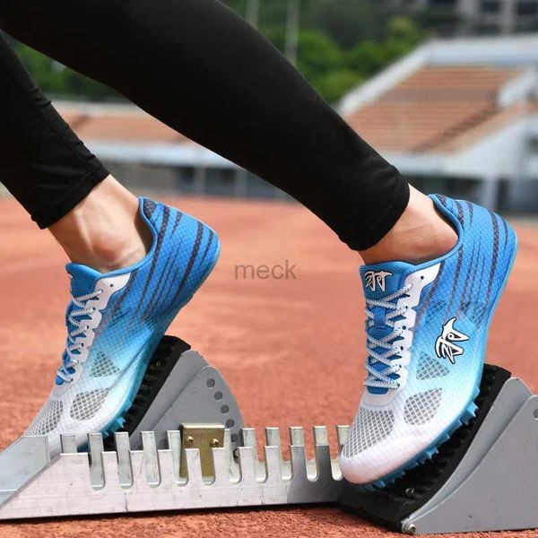 Atletismo para hombres al aire libre para hombres entrenamiento de atletismo para hombres atletas femeninas que corren espigas para hombres spikes blancos blancos zapatillas de carreras 240407