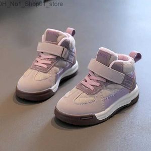 Athletic Outdoor New Children Winter Sneakers Plus Coton Shoe Child Kids Wharfals High-Top School Basketball Sports Chaussures For Girls Fashion Causal Q231222