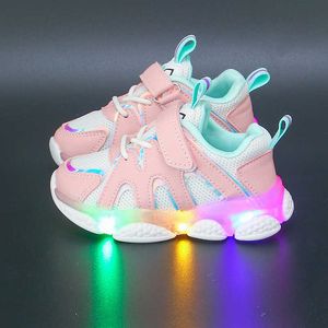 Atletische buitenmaat 21-30 Kinderen LED Sneaker Boys Shoes USB Charging Children Shoes with Light Up Luminous Girls Glowing Sneakers Schoolschoenen AA230503