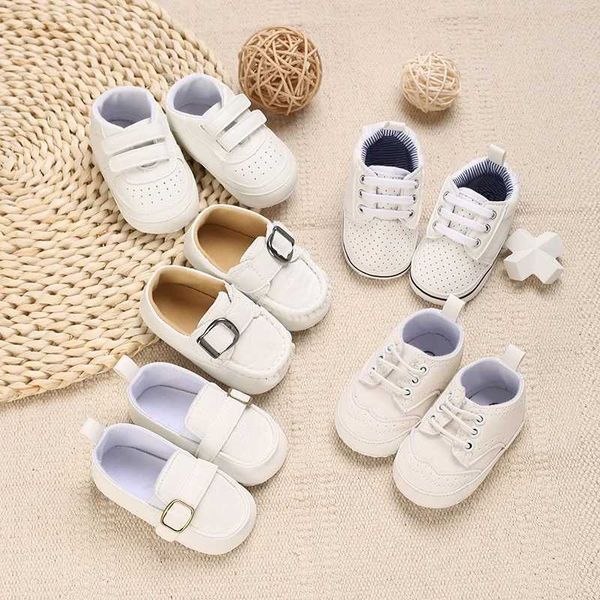 Athlétique en plein air printemps et automne nouveau bébé chaussures en cuir semelle souple chaussures antidérapantes bébé blanc chaussures de marche décontractées bébé ShoesL2401