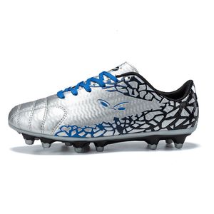 Chaussures de football athlétiques en plein air TF / FG pour hommes, enfants, crampons de gazon, baskets de luxe argentées, chaussures de football de futsal antidérapantes