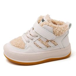 Atlético al aire libre invierno niños botas de nieve para niños niñas moda bebé niños zapatillas de deporte botines de tobillo cálido felpa corriendo zapatos deportivos 231218