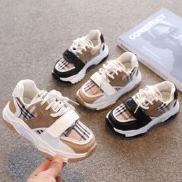 Atletische Outdoor Zapatos Kinderen Retro Sneakers Lente Herfst Jongens Meisjes Koreaanse Mode Kleur Contrast Plaid Casual Schoenen Schoen 230905