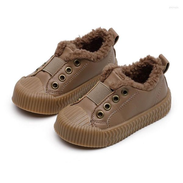 Zapatos deportivos Niños Algodón Terciopelo Cuero Moda Piel Cálido Niños Felpa Forro Zapatillas Niños Casual Niñas Plano