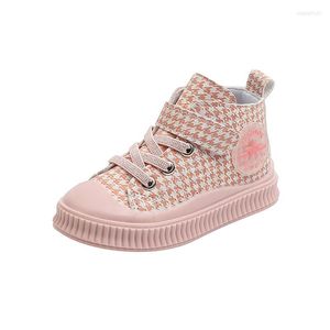 Atletische schoenen kinderen zilveren roze zachte bodem ademende hoge top doek meisje lichtgewicht casual sneakers student kinderbord