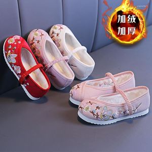 Chaussures de sport chinois broderie tissu Vintage Tang Hanfu robe Boutique fleur plat pékin taille 24-36 filles baskets décontractées