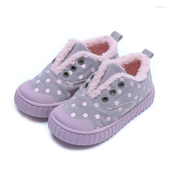 Zapatos deportivos COZULLAA niños niñas 2023 Otoño Invierno cálido lunares algodón niños moda zapatillas lona plana tamaño 21-30