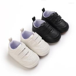 Zapatos atléticos Emmababy bebé niño pequeño Color sólido caminar calzado de suela suave para primavera verano otoño Blanco/negro 0-18 meses