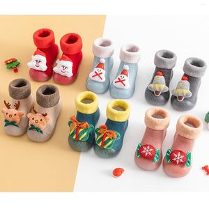 Zapatos deportivos para niñas y niños, zapatillas de dibujos animados en 3d de Navidad, calcetines para bebés y niños pequeños, calcetín antideslizante, botines cálidos para campo de nieve