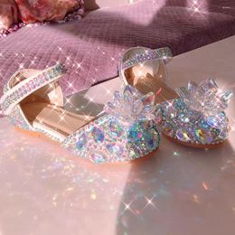 Atletische schoenen Handgemaakte boog strass Crystal Princess Party Party Dans Bruiloft Kinderen Kindermeisjes Casual Glitter Bling Flattie