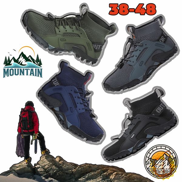 Zapatos atléticos Venta caliente Hombres Trail Run Montaña Transpirable Senderismo Trekking Entrenadores Soporte para el arco Zapatos resistentes para caminar GAI negro comodidad