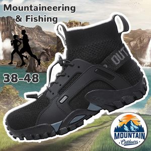 Atletische schoenen Hot Sale Heren Trail Running en Mountain Breathable Hiking Treking Trainers Arch Support Wandelwaterweergaven Schoenen Gai Softy Black Comfort