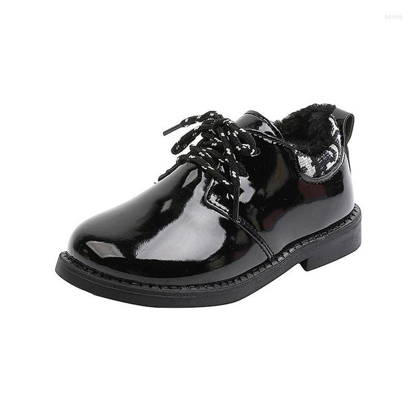 Chaussures de sport enfants baskets décontractées pour garçons filles PU cuir verni appartements à lacets printemps automne style britannique Oxfords performance mariage