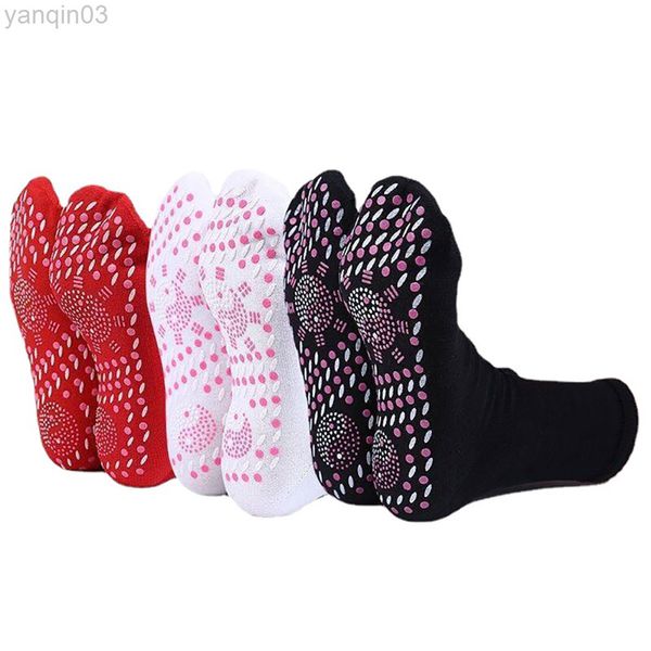 Calcetines deportivos 2 pares de calcetines autocalentables Hombres Mujeres Puntos antideslizantes Masaje de pies Terapia magnética Salud Calentamiento Fiebre Calcetines Invierno Aligerar Neumático L220905